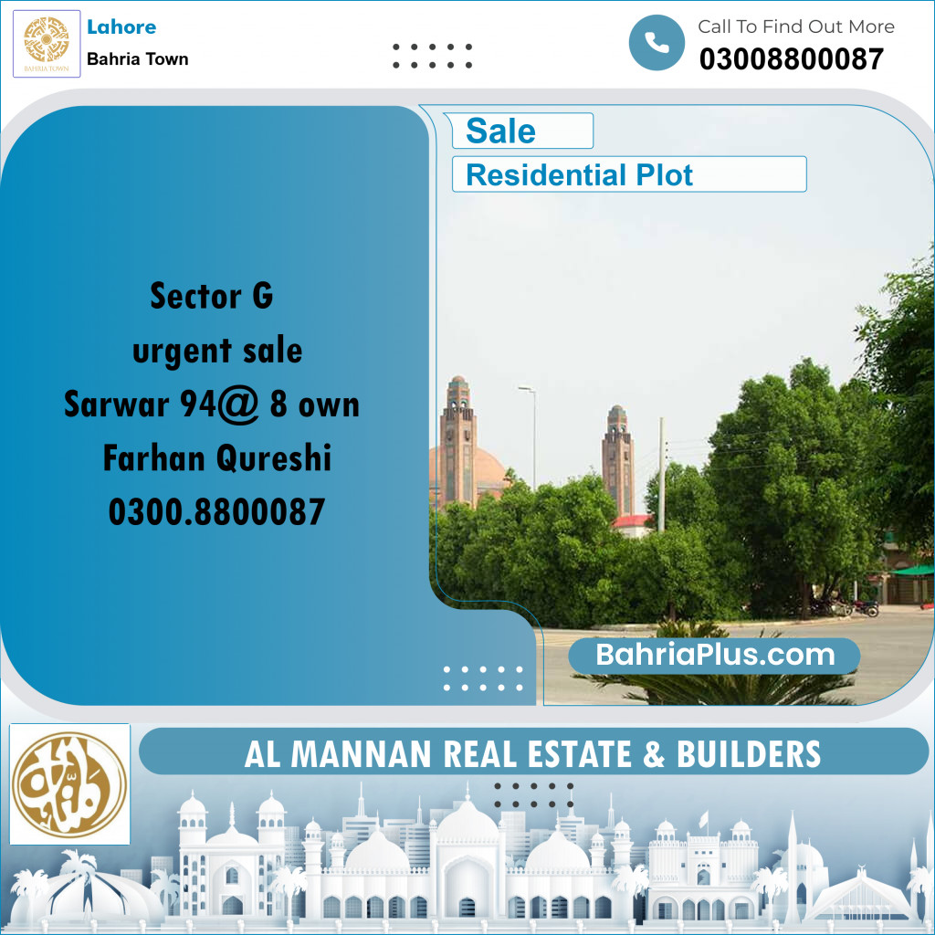 Residential Plot for Sale in Bahria Town, Lahore - (BP-238683)