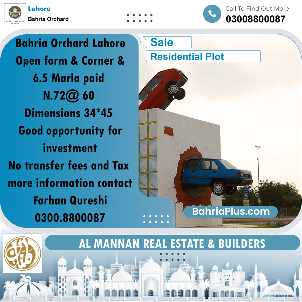 Residential Plot for Sale in Bahria Orchard, Lahore - (BP-238688)