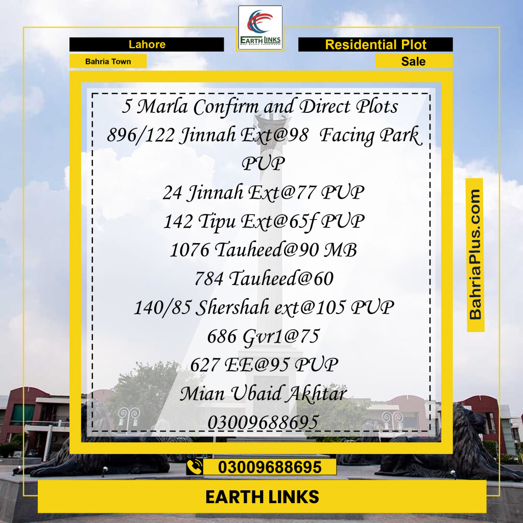 Residential Plot for Sale in Bahria Town, Lahore - (BP-238700)