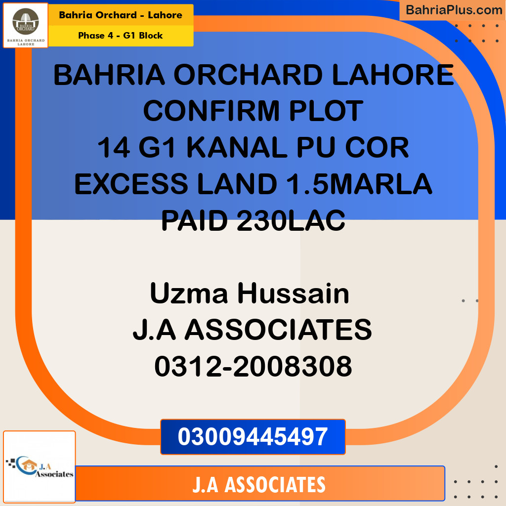 1 Kanal Residential Plot for Sale in Phase 4 - G1 Block -  Bahria Orchard, Lahore - (BP-238717)