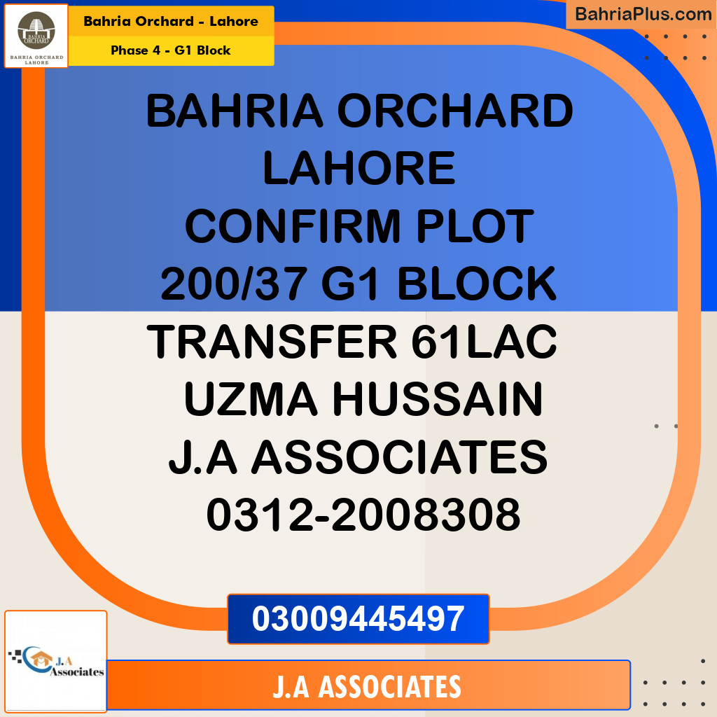 5 Marla Residential Plot for Sale in Phase 4 - G1 Block -  Bahria Orchard, Lahore - (BP-238736)