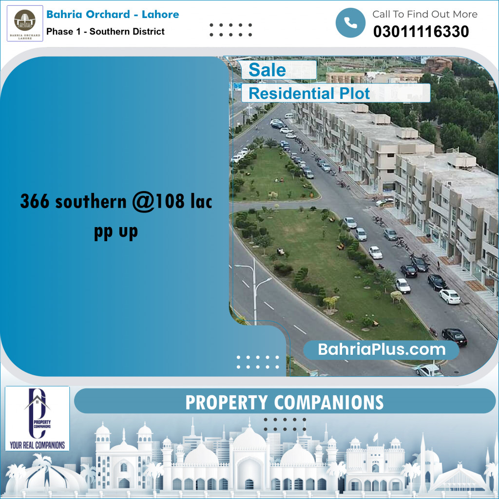 10 Marla Residential Plot for Sale in Phase 1 - Southern District -  Bahria Orchard, Lahore - (BP-238754)
