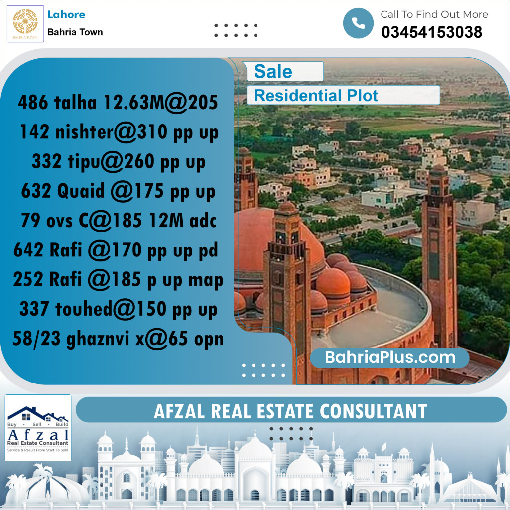 Residential Plot for Sale in Bahria Town, Lahore - (BP-238780)