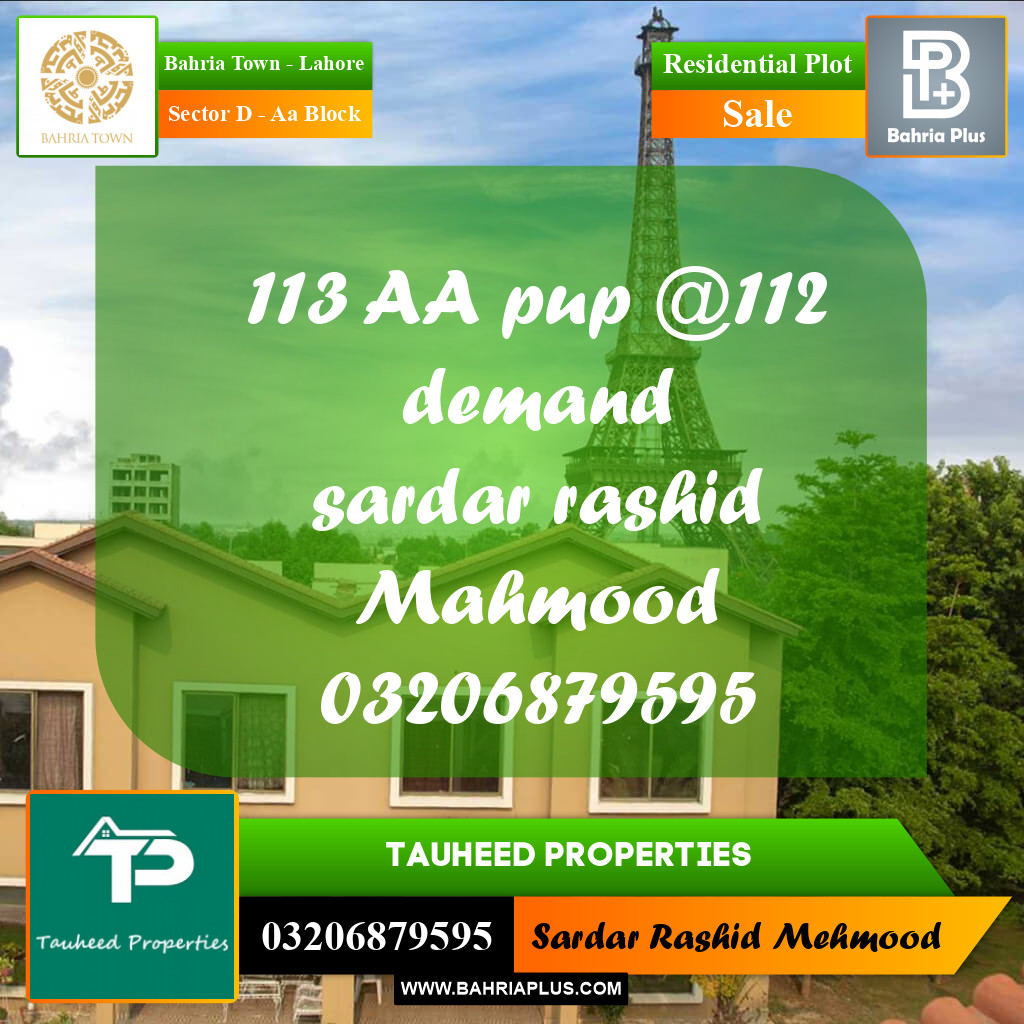 5 Marla Residential Plot for Sale in Sector D - AA Block -  Bahria Town, Lahore - (BP-238809)