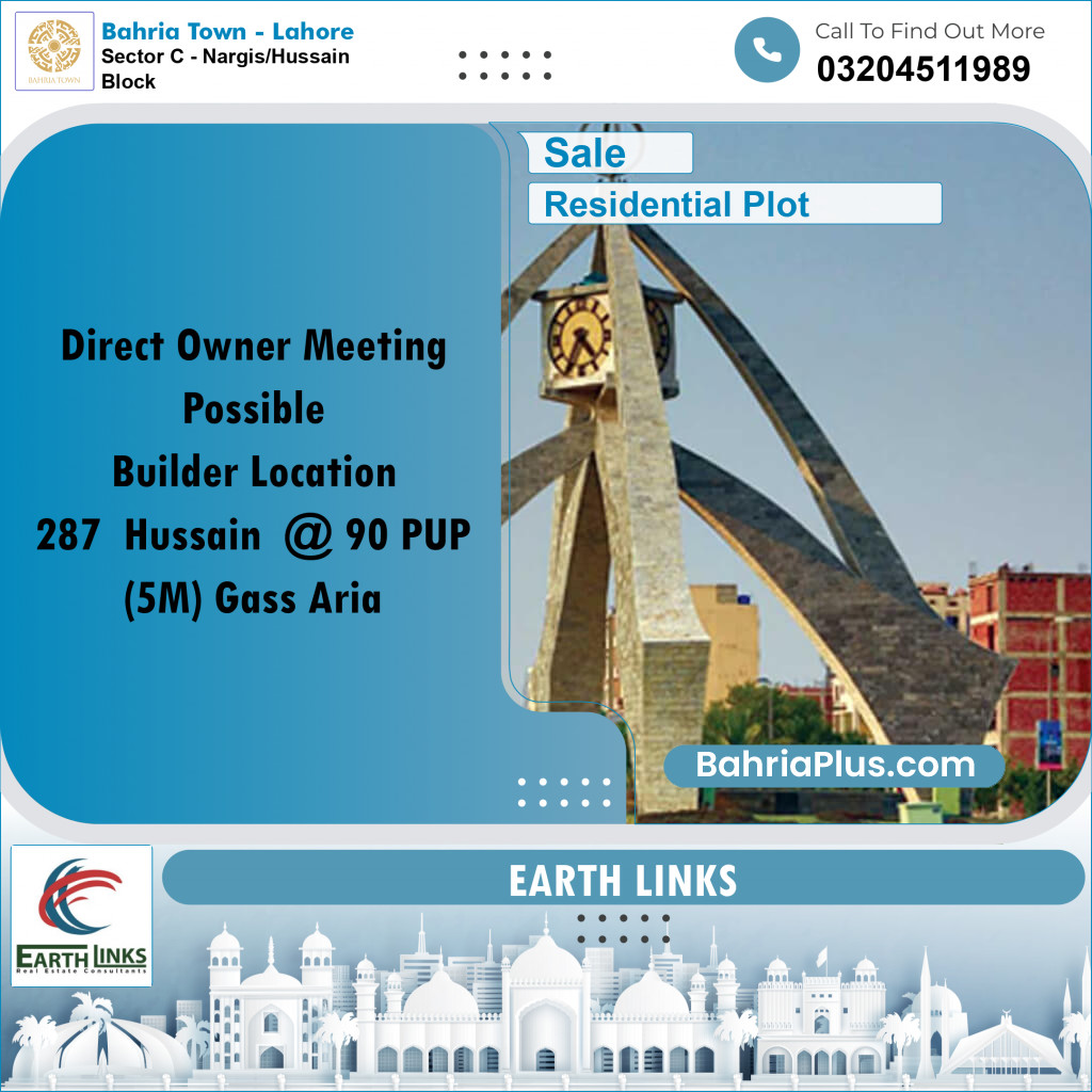 5 Marla Residential Plot for Sale in Sector C - Nargis/Hussain Block -  Bahria Town, Lahore - (BP-238847)