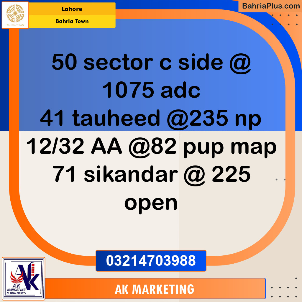 Residential Plot for Sale in Bahria Town, Lahore - (BP-238867)