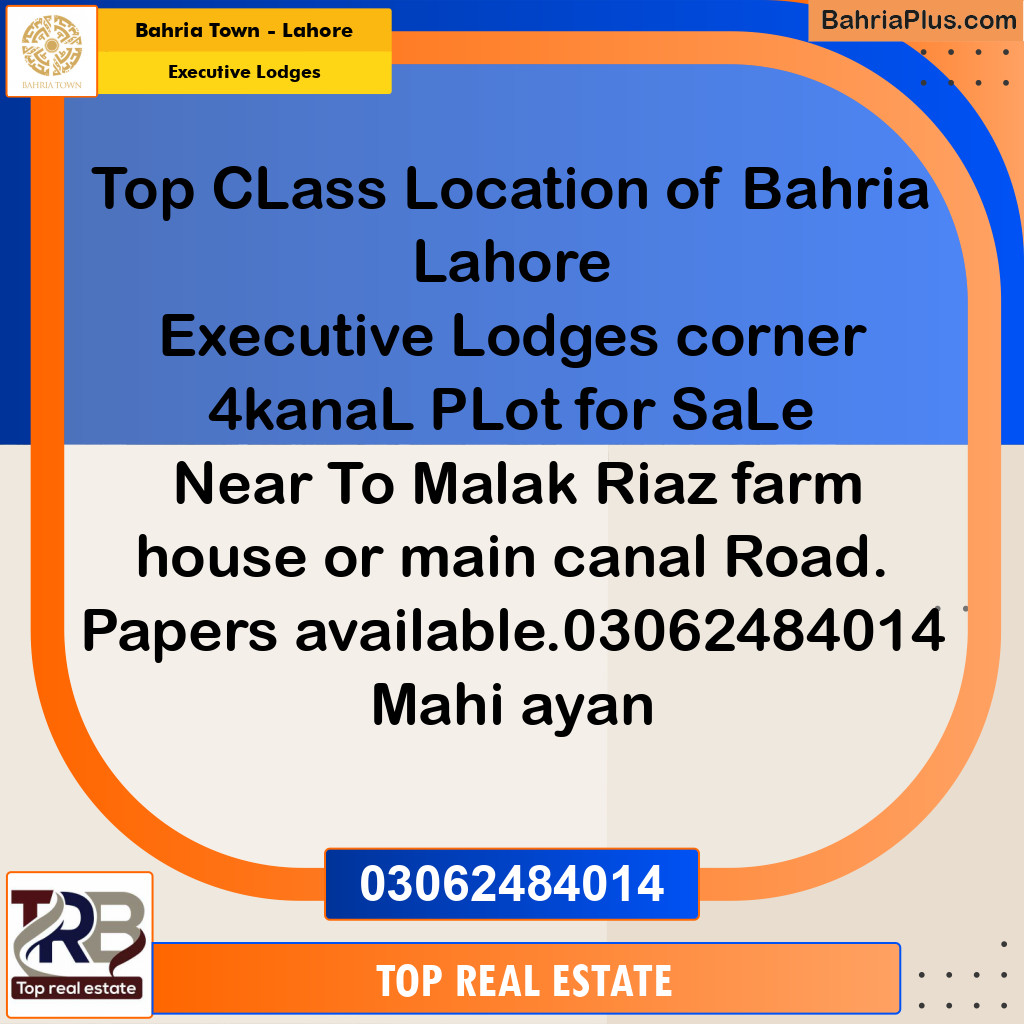 4 Kanal Residential Plot for Sale in Executive Lodges -  Bahria Town, Lahore - (BP-238884)