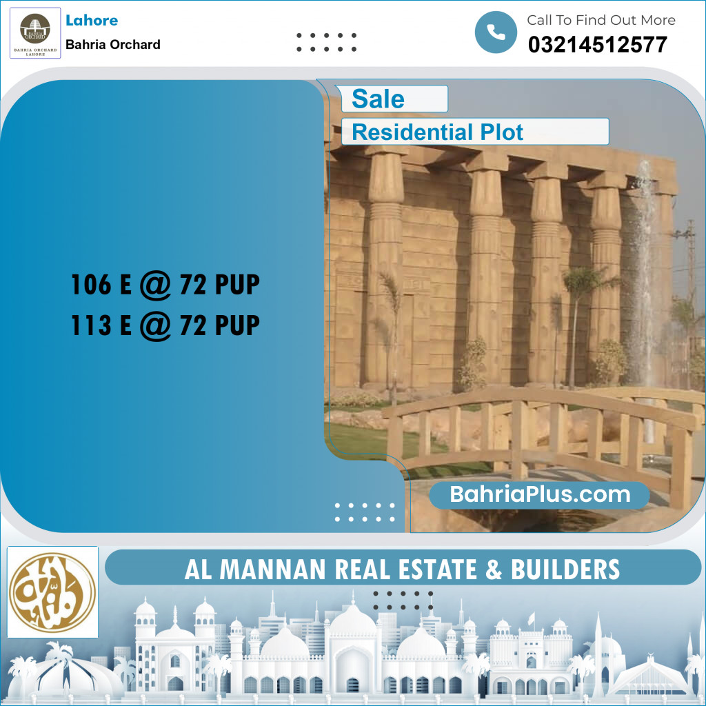 Residential Plot for Sale in Bahria Orchard, Lahore - (BP-238898)