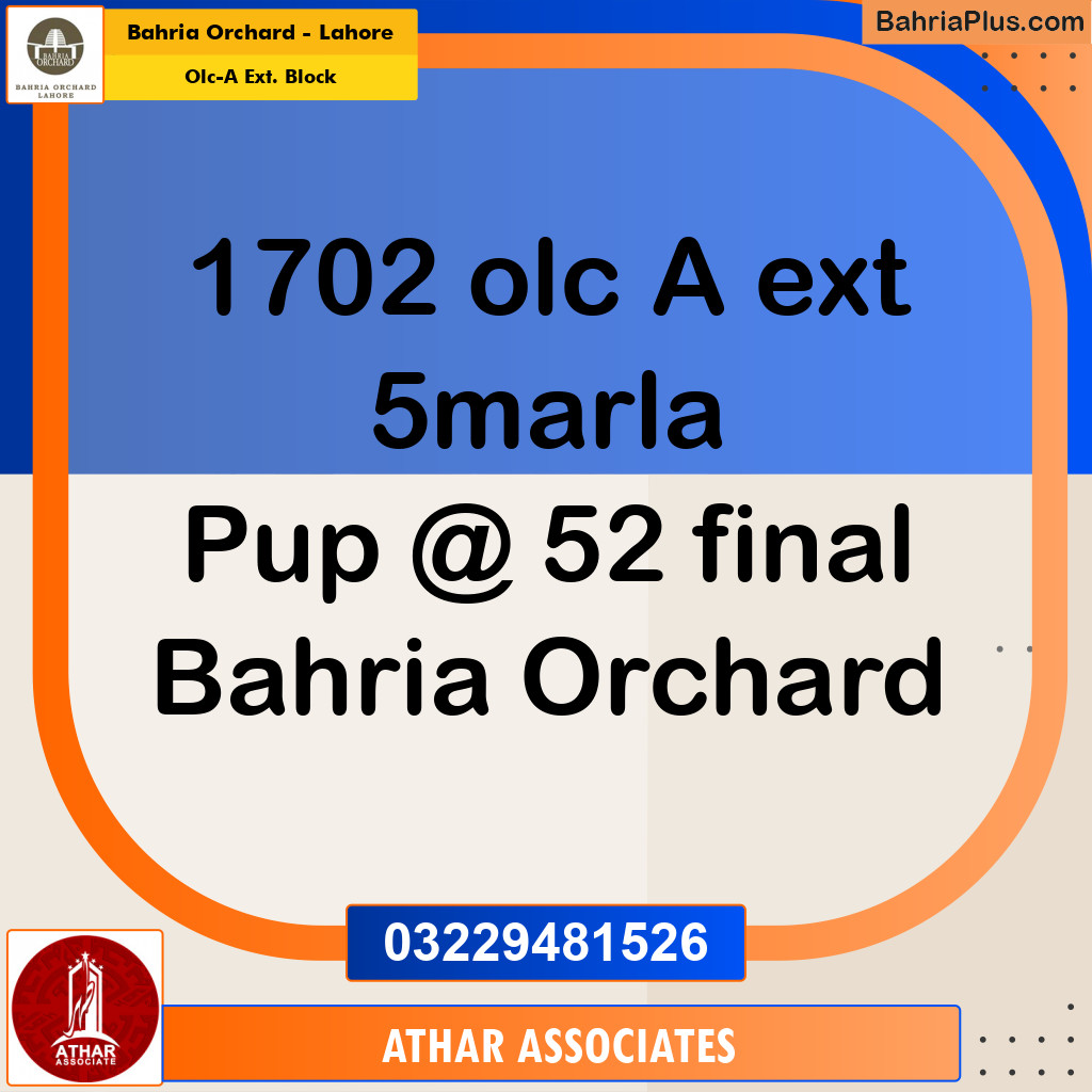 5 Marla Residential Plot for Sale in OLC-A Ext. Block -  Bahria Orchard, Lahore - (BP-238942)