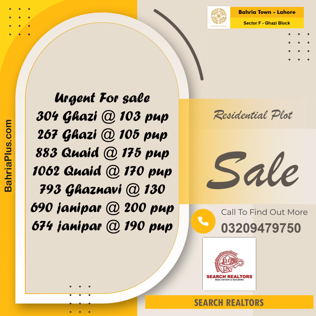 10 Marla Residential Plot for Sale in Sector F - Ghazi Block -  Bahria Town, Lahore - (BP-238943)
