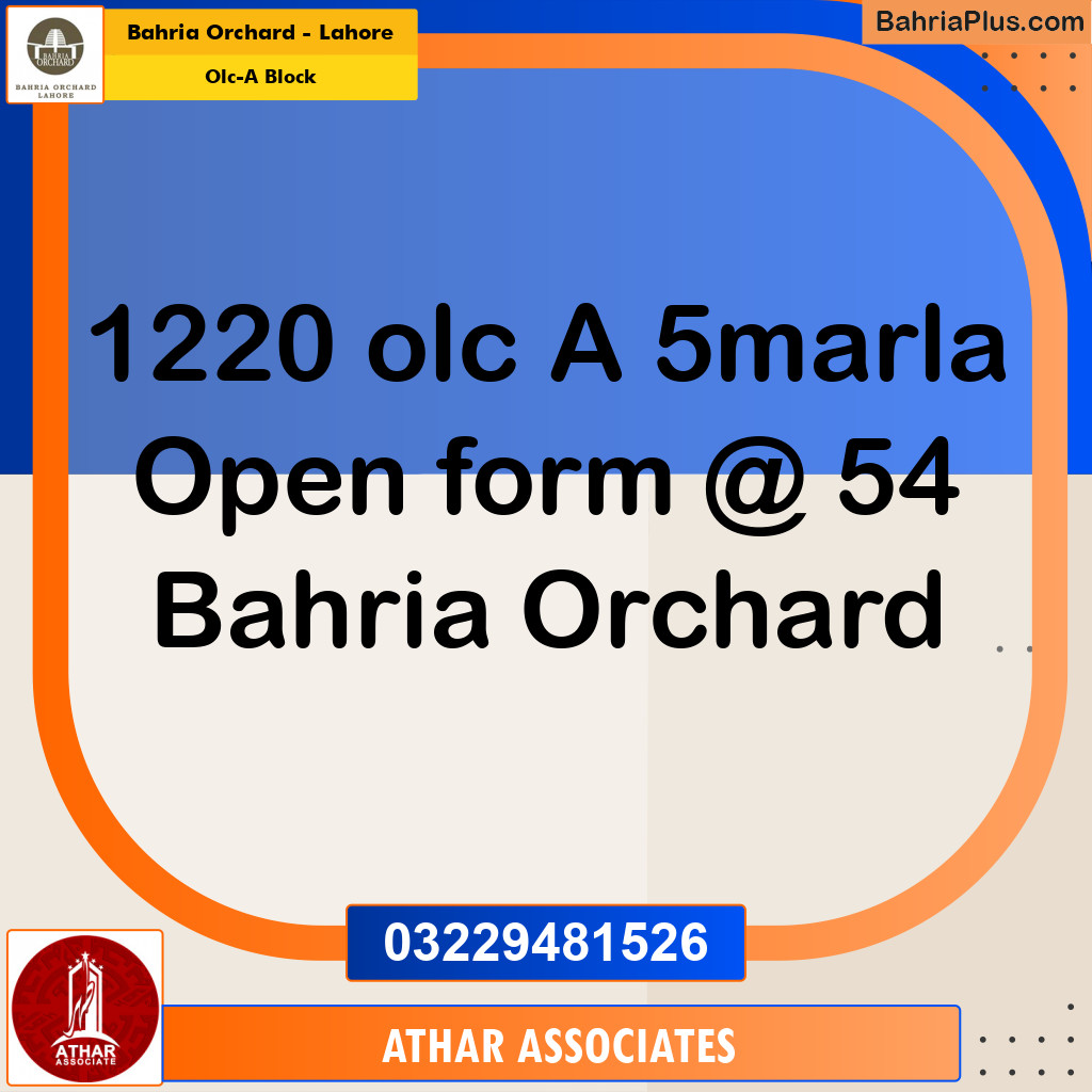 5 Marla Residential Plot for Sale in OLC-A Block -  Bahria Orchard, Lahore - (BP-238944)