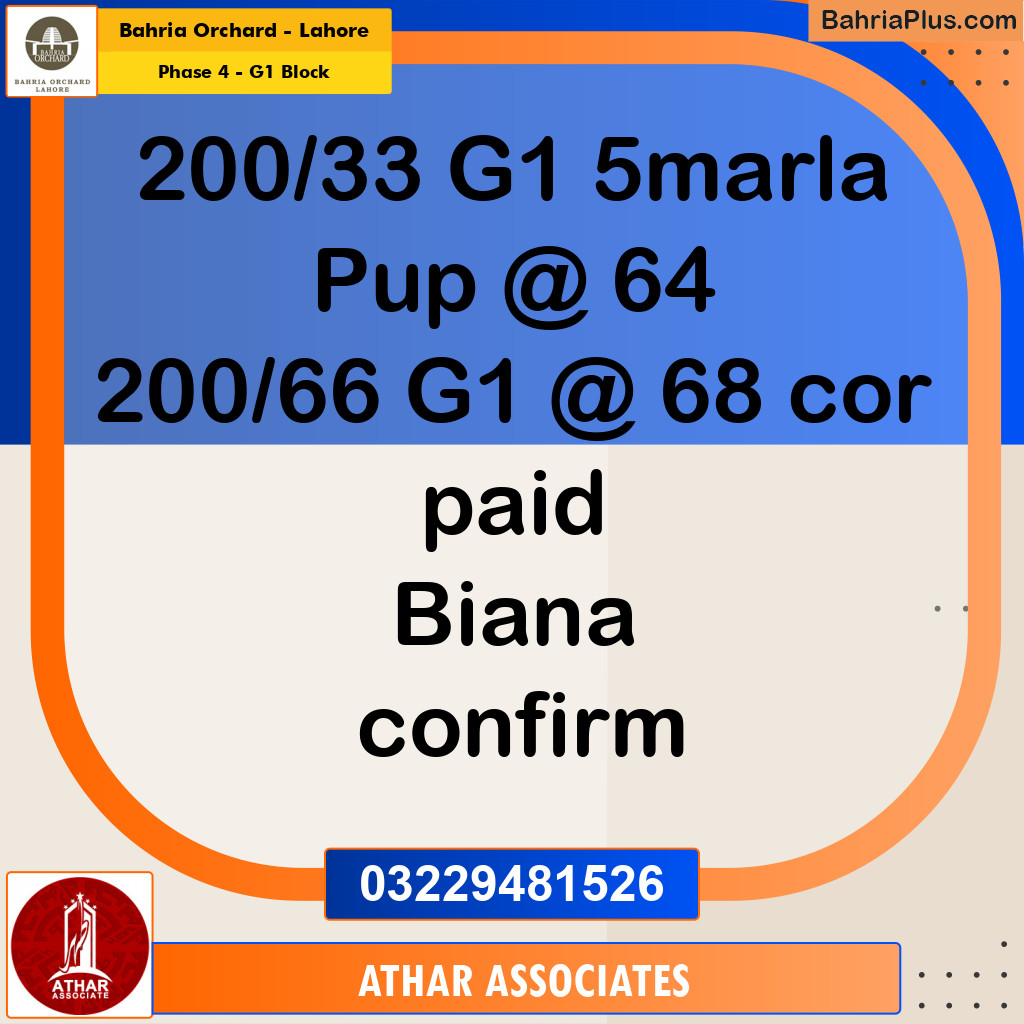 5 Marla Residential Plot for Sale in Phase 4 - G1 Block -  Bahria Orchard, Lahore - (BP-238978)