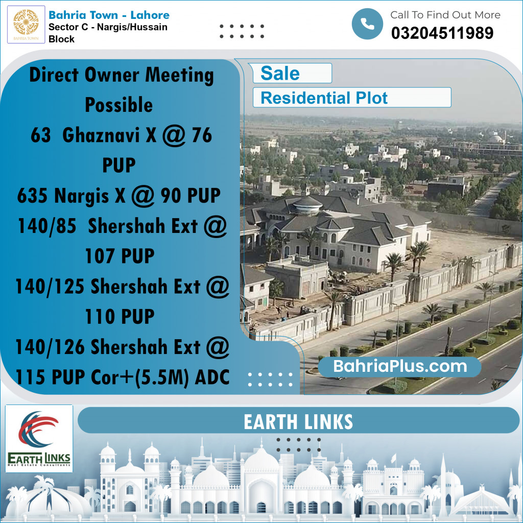 5 Marla Residential Plot for Sale in Sector C - Nargis/Hussain Block -  Bahria Town, Lahore - (BP-239074)