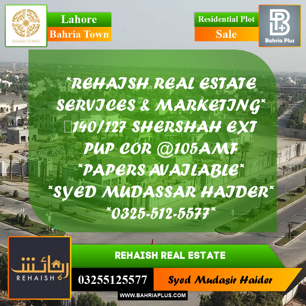 Residential Plot for Sale in Bahria Town, Lahore - (BP-239095)