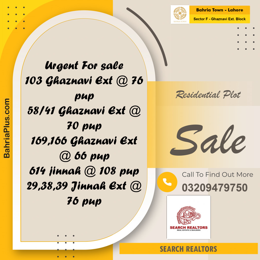 5 Marla Residential Plot for Sale in Sector F - Ghaznavi Ext. Block -  Bahria Town, Lahore - (BP-239153)