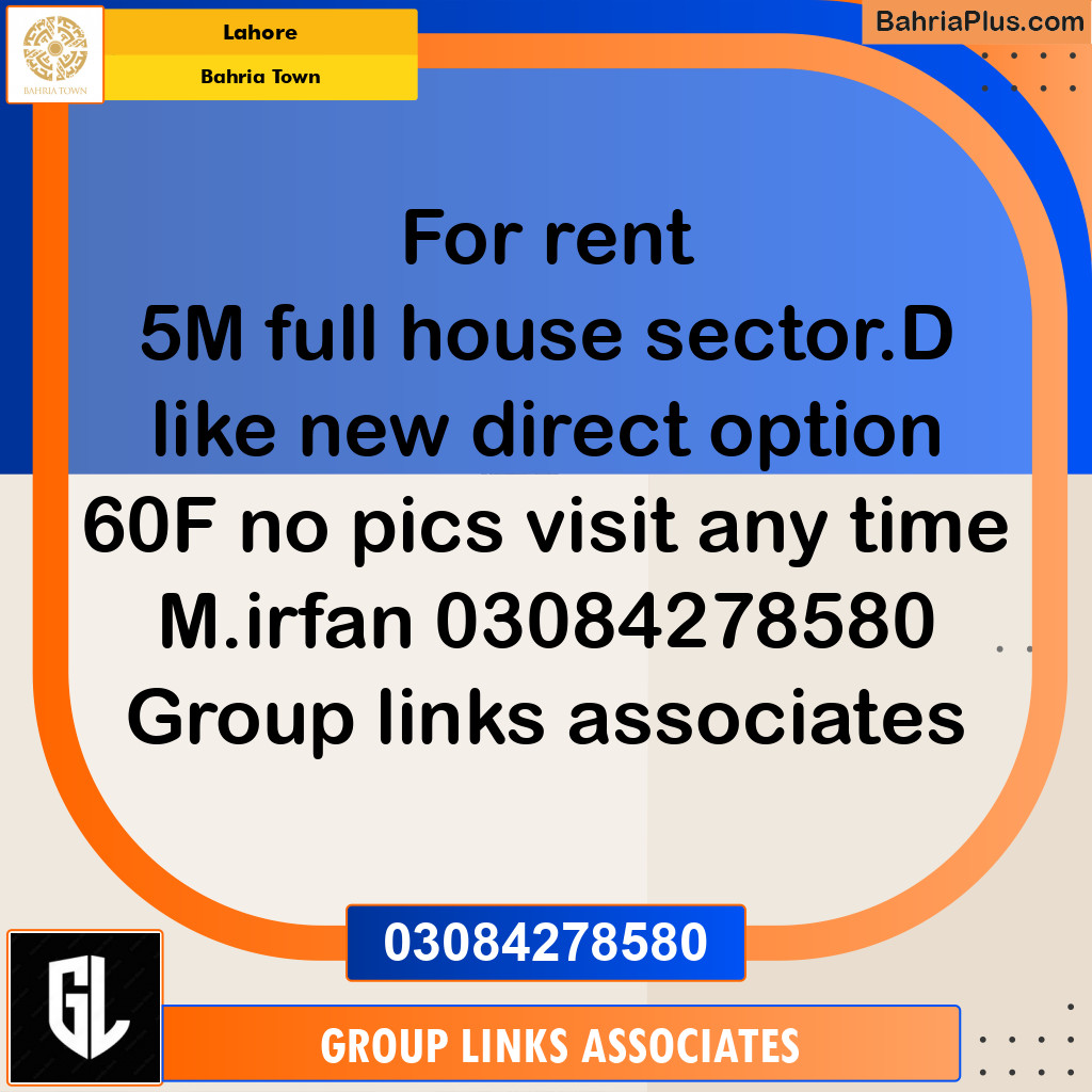Residential House for Rent in Bahria Town, Lahore - (BP-239156)