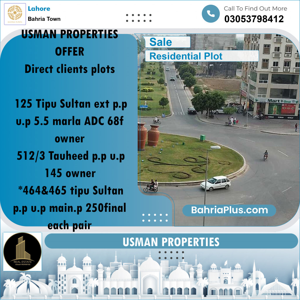 Residential Plot for Sale in Bahria Town, Lahore - (BP-239168)