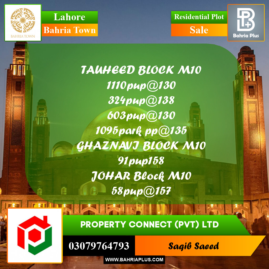 Residential Plot for Sale in Bahria Town, Lahore - (BP-239192)