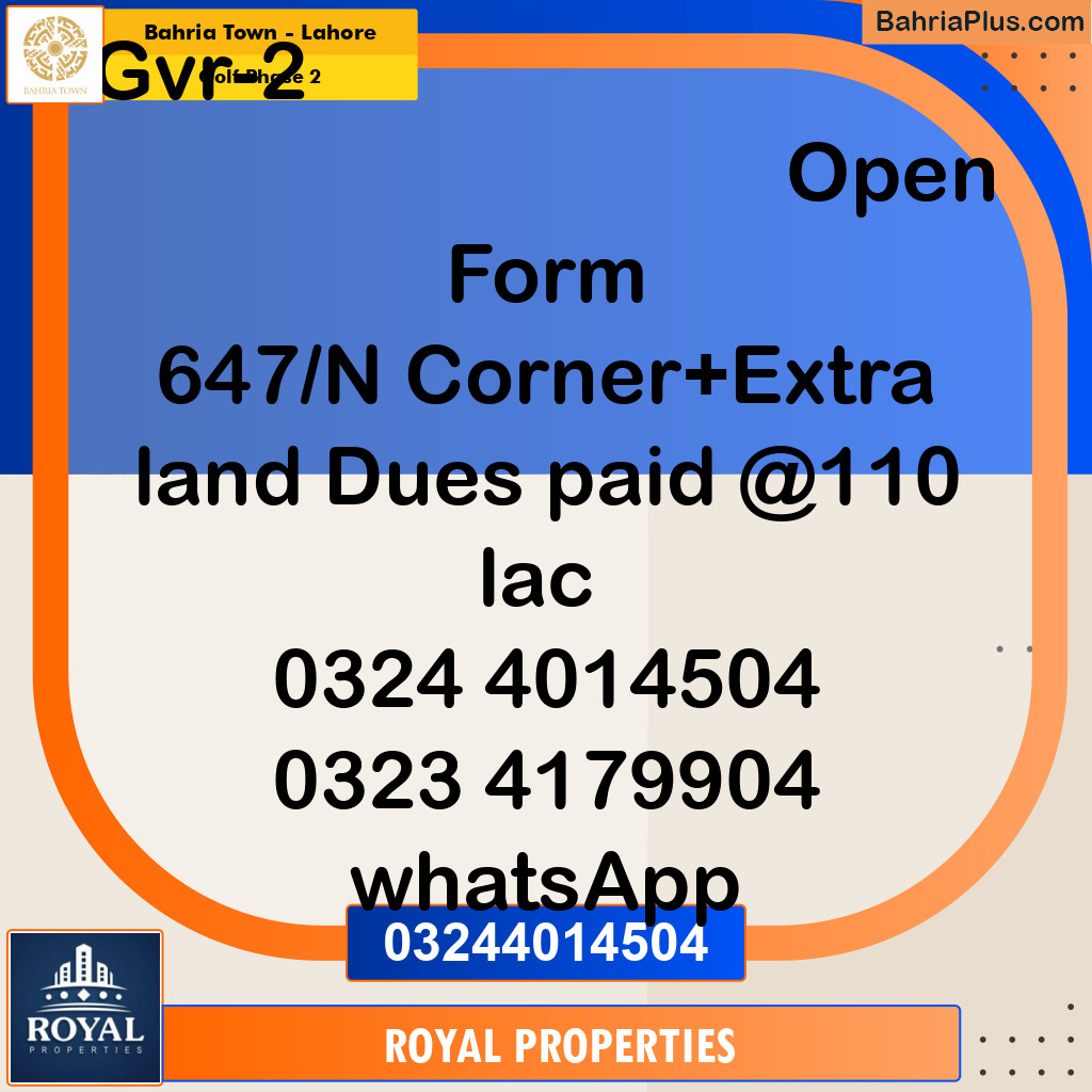 Residential Plot for Sale in Golf Phase 2 -  Bahria Town, Lahore - (BP-239213)