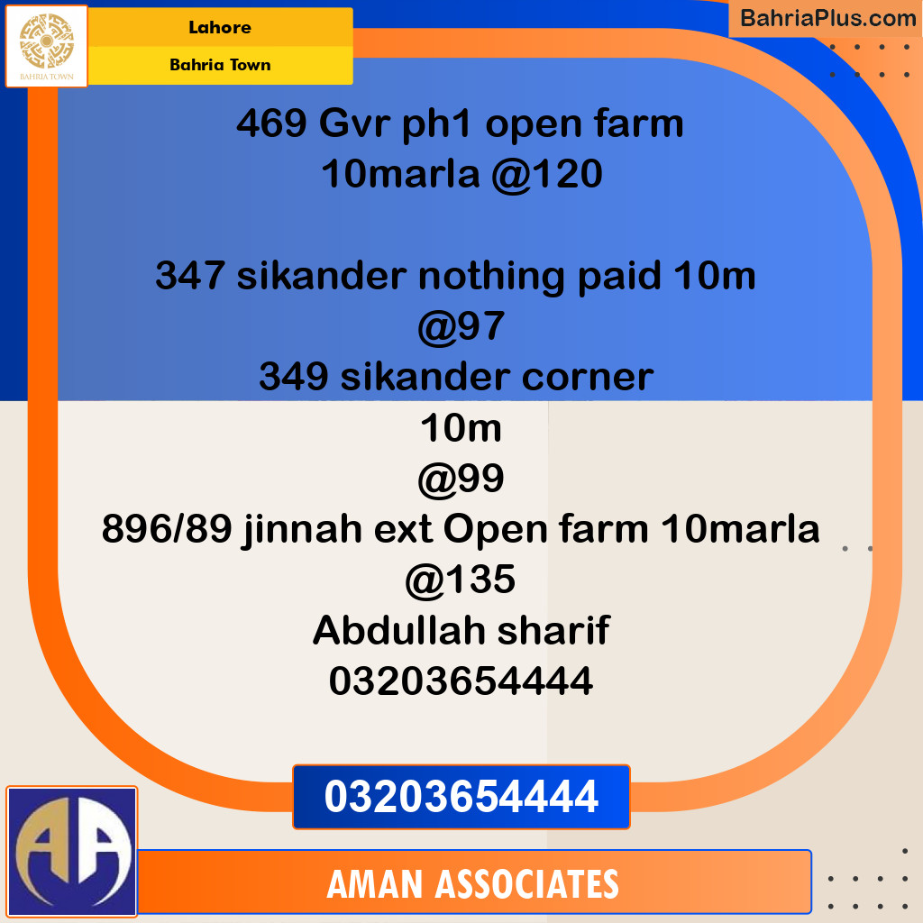 Residential Plot for Sale in Bahria Town, Lahore - (BP-239228)