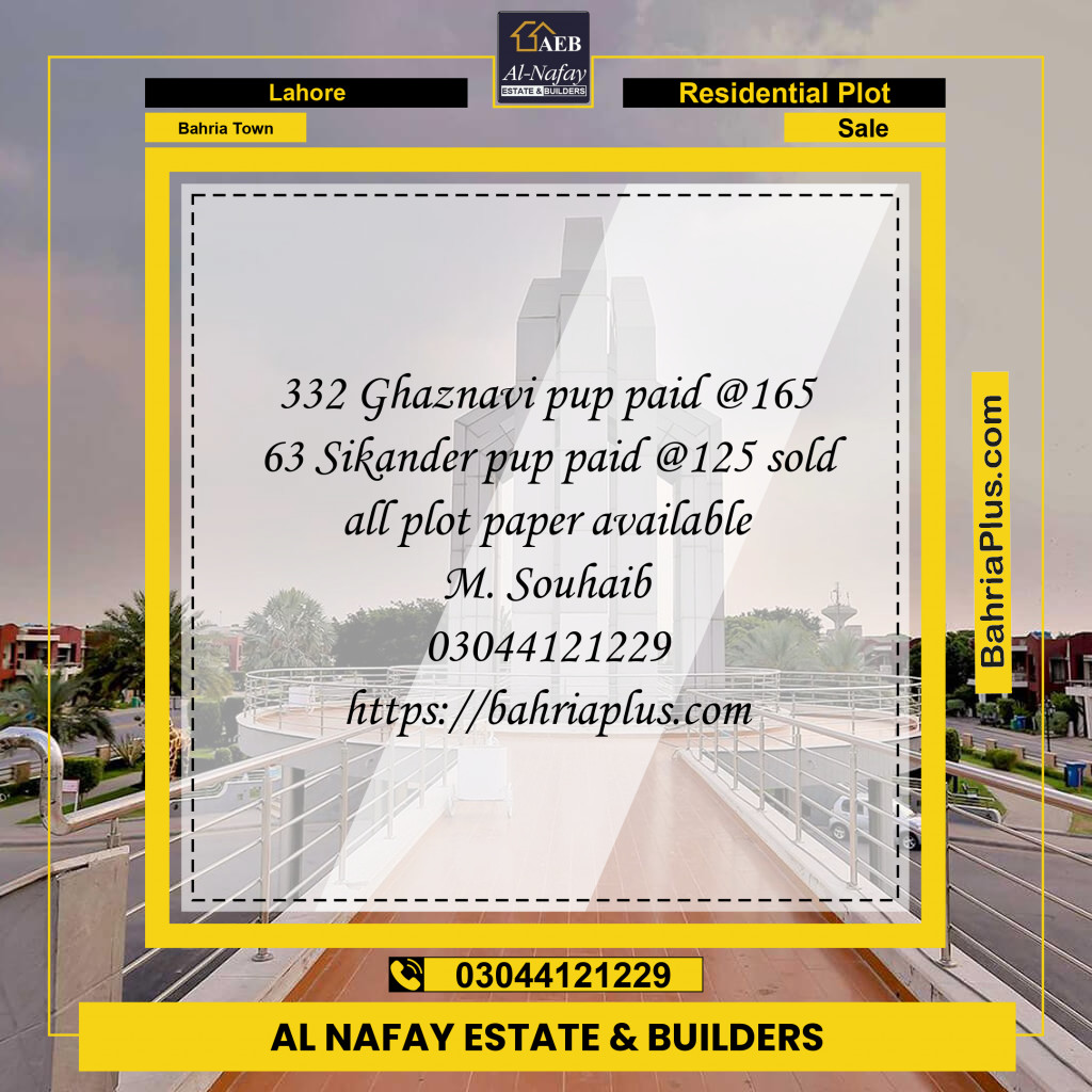 Residential Plot for Sale in Bahria Town, Lahore - (BP-239235)