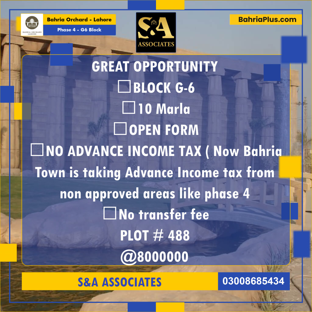 10 Marla Residential Plot for Sale in Phase 4 G6 Block Bahria
