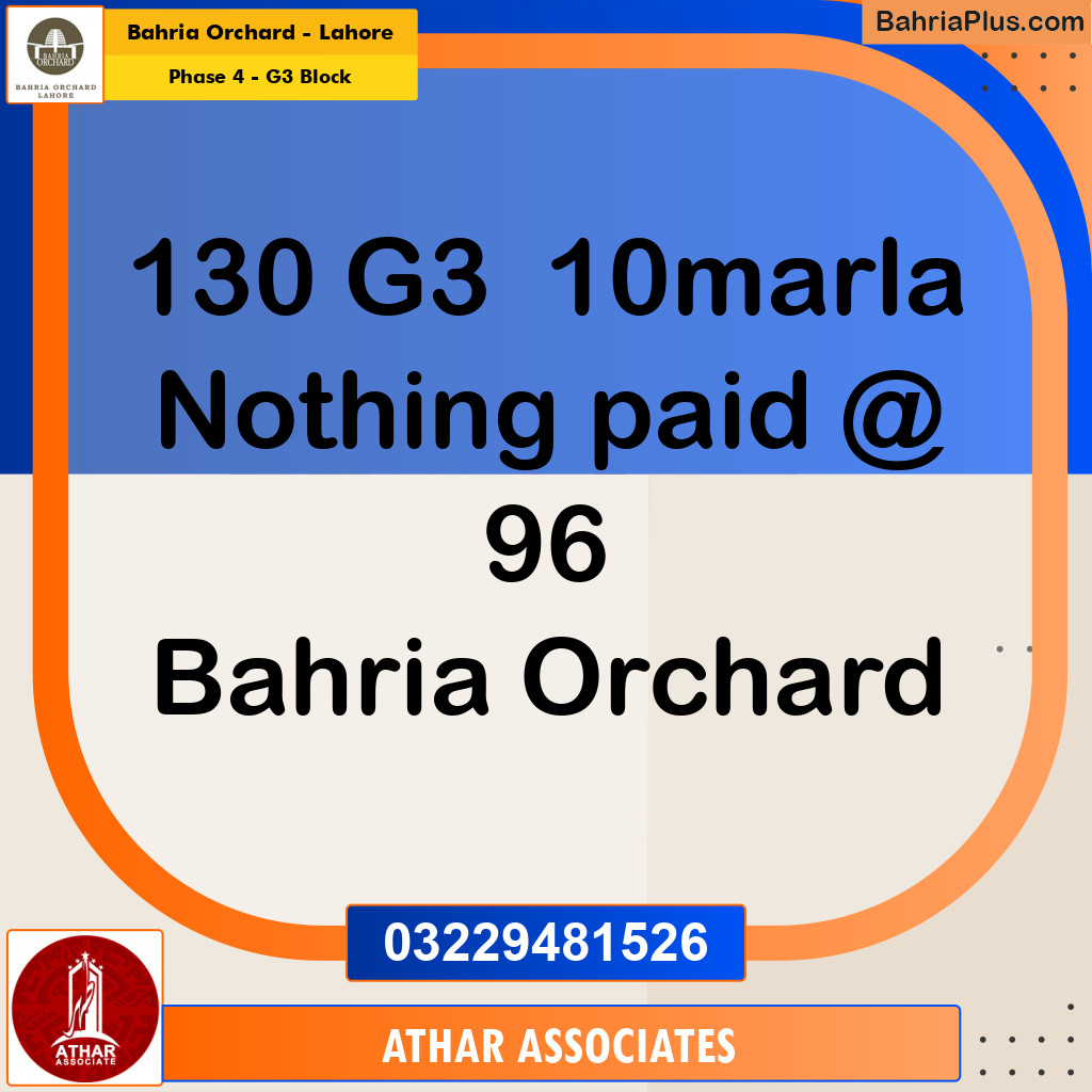 10 Marla Residential Plot for Sale in Phase 4 - G3 Block -  Bahria Orchard, Lahore - (BP-239244)