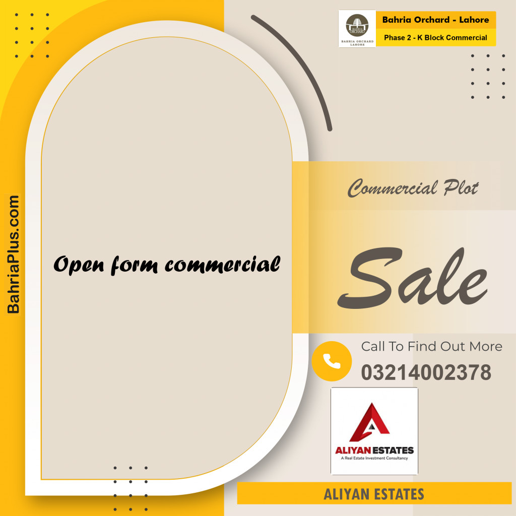 5 Marla Commercial Plot for Sale in Phase 2 - K Block Commercial -  Bahria Orchard, Lahore - (BP-239361)