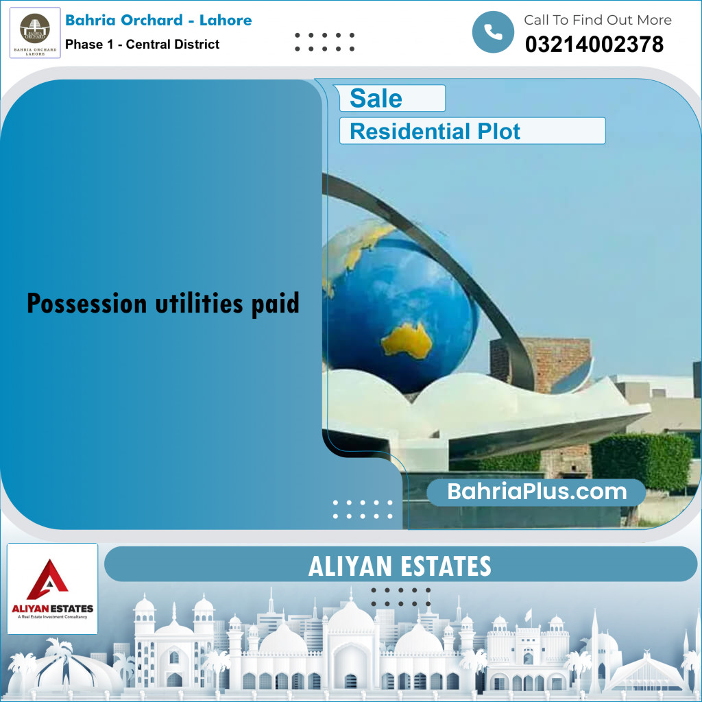 10 Marla Residential Plot for Sale in Phase 1 - Central District -  Bahria Orchard, Lahore - (BP-239363)
