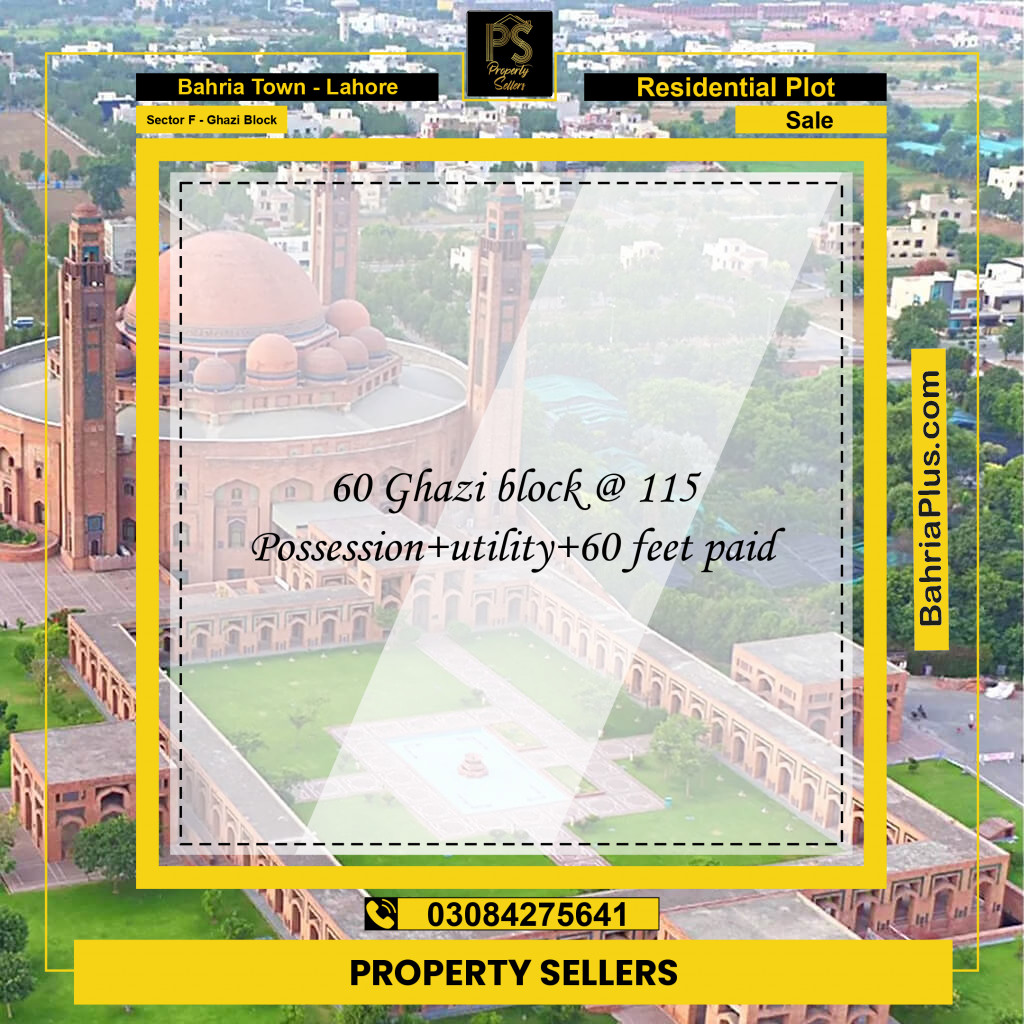 10 Marla Residential Plot for Sale in Sector F - Ghazi Block -  Bahria Town, Lahore - (BP-239411)