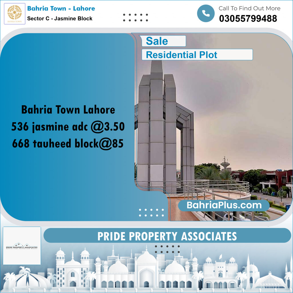 1 Kanal Residential Plot for Sale in Sector C - Jasmine Block -  Bahria Town, Lahore - (BP-239447)