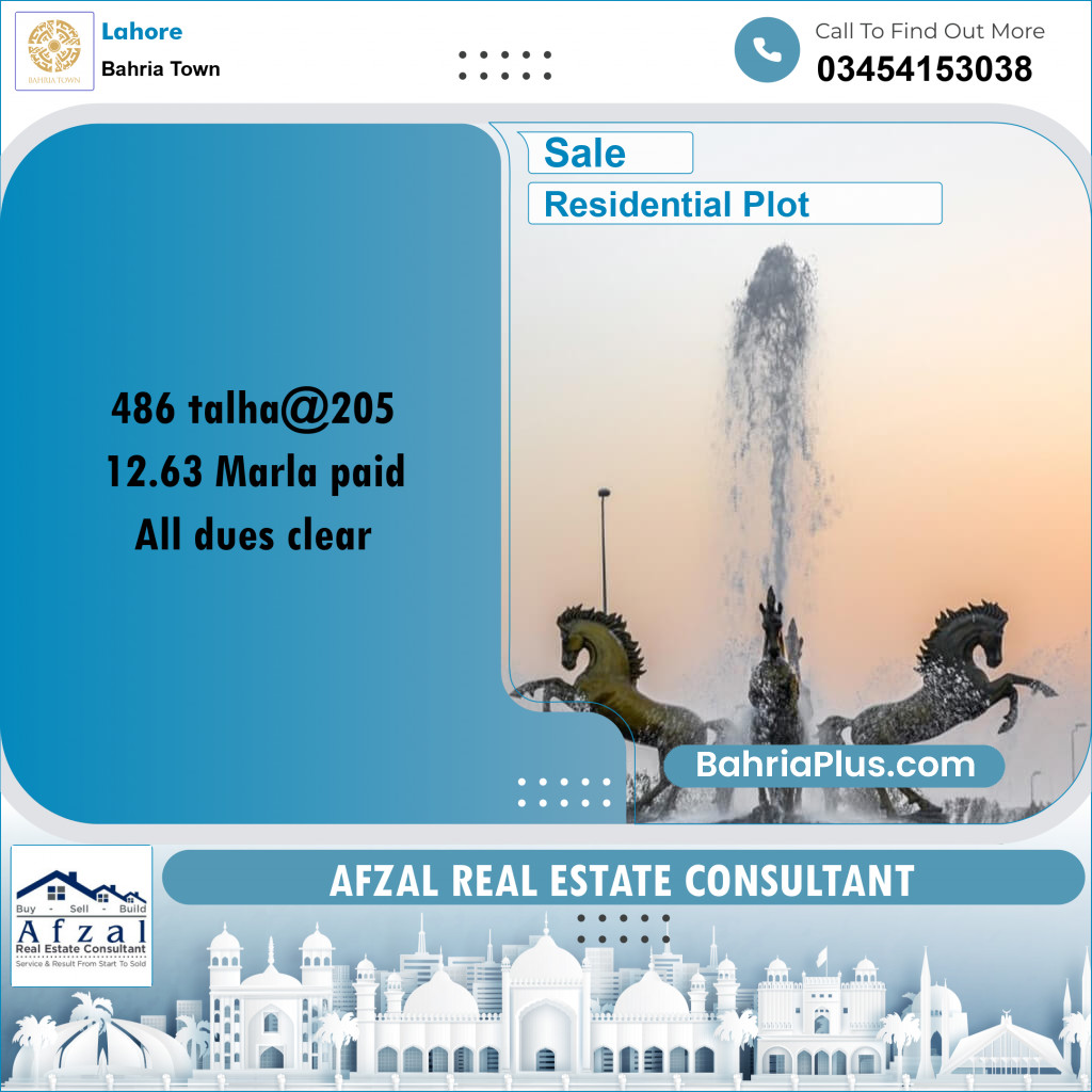 Residential Plot for Sale in Bahria Town, Lahore - (BP-239448)