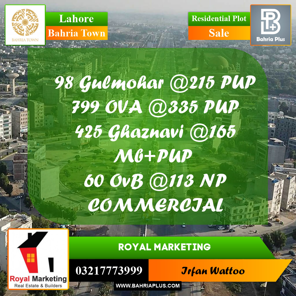 Residential Plot for Sale in Bahria Town, Lahore - (BP-239471)