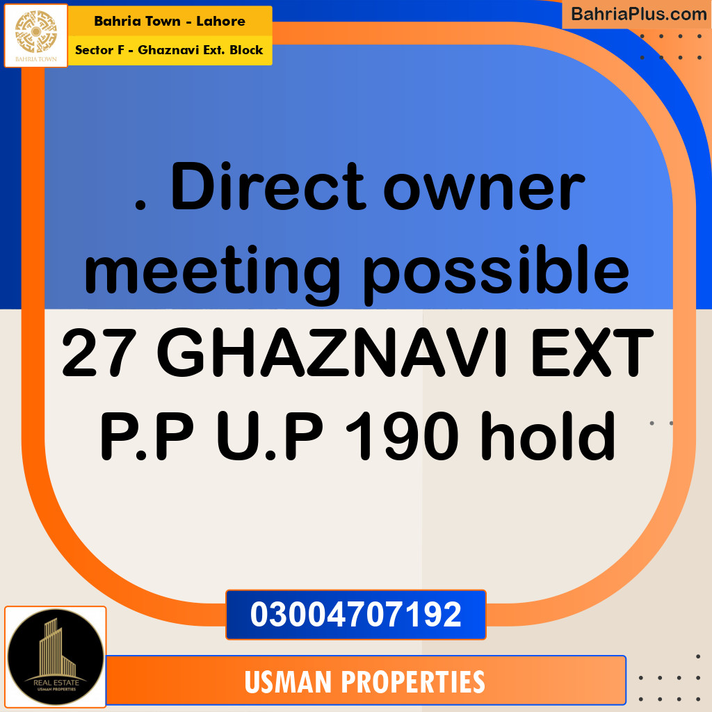 1 Kanal Residential Plot for Sale in Sector F - Ghaznavi Ext. Block -  Bahria Town, Lahore - (BP-239504)