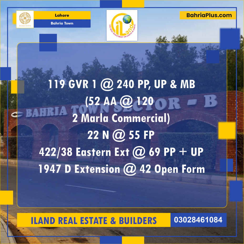 Residential Plot for Sale in Bahria Town, Lahore - (BP-239558)