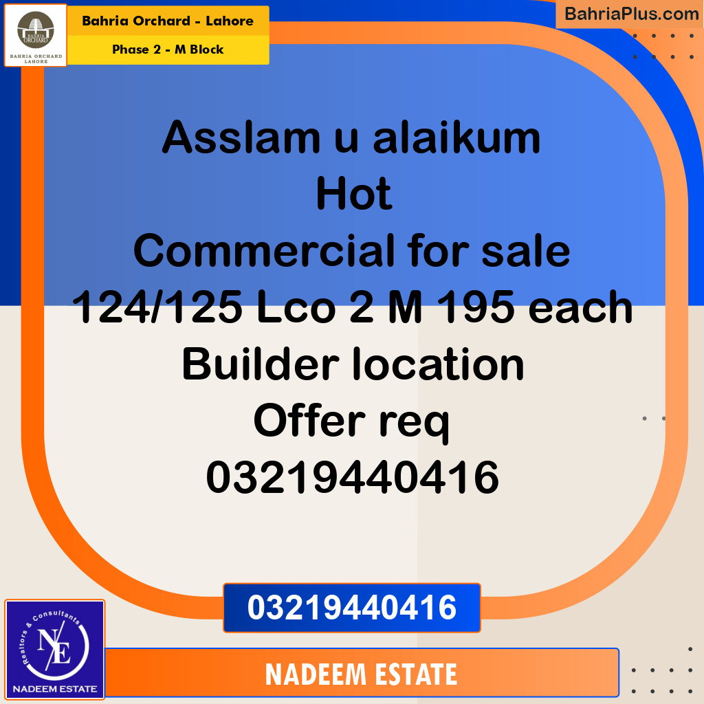 Residential Plot for Sale in Phase 2 - M Block -  Bahria Orchard, Lahore - (BP-239632)