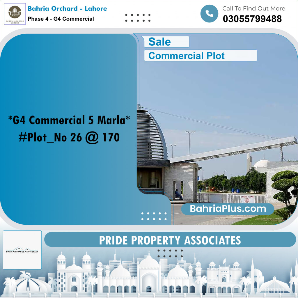 5 Marla Commercial Plot for Sale in Phase 4 - G4 Commercial -  Bahria Orchard, Lahore - (BP-239691)