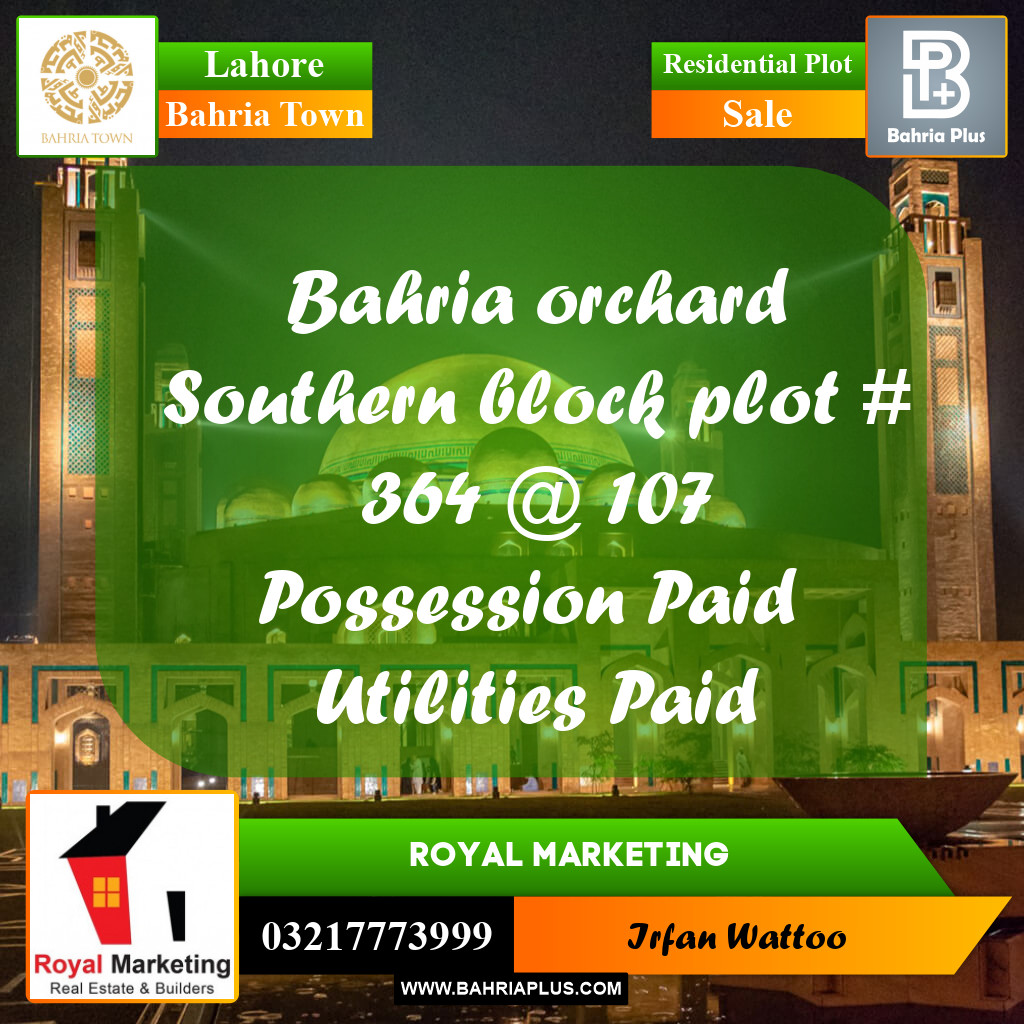 Residential Plot for Sale in Bahria Town, Lahore - (BP-239732)