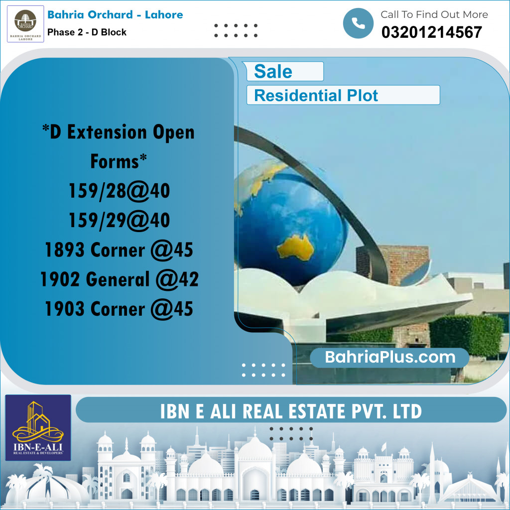 5 Marla Residential Plot for Sale in Phase 2 - D Block -  Bahria Orchard, Lahore - (BP-239803)