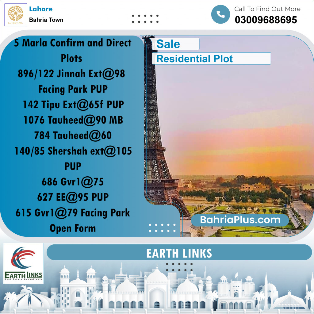 Residential Plot for Sale in Bahria Town, Lahore - (BP-239805)