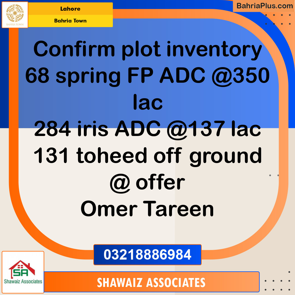 Residential Plot for Sale in Bahria Town, Lahore - (BP-239846)