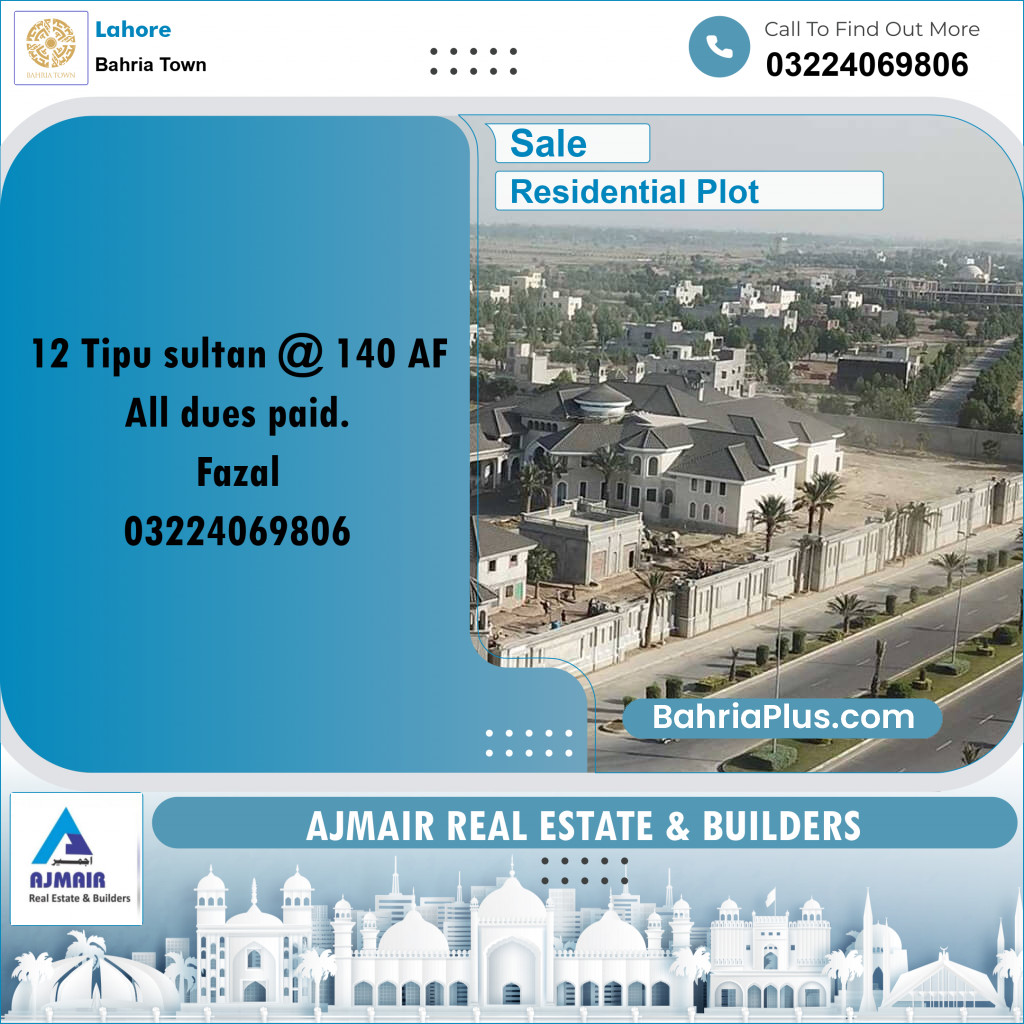 Residential Plot for Sale in Bahria Town, Lahore - (BP-239848)
