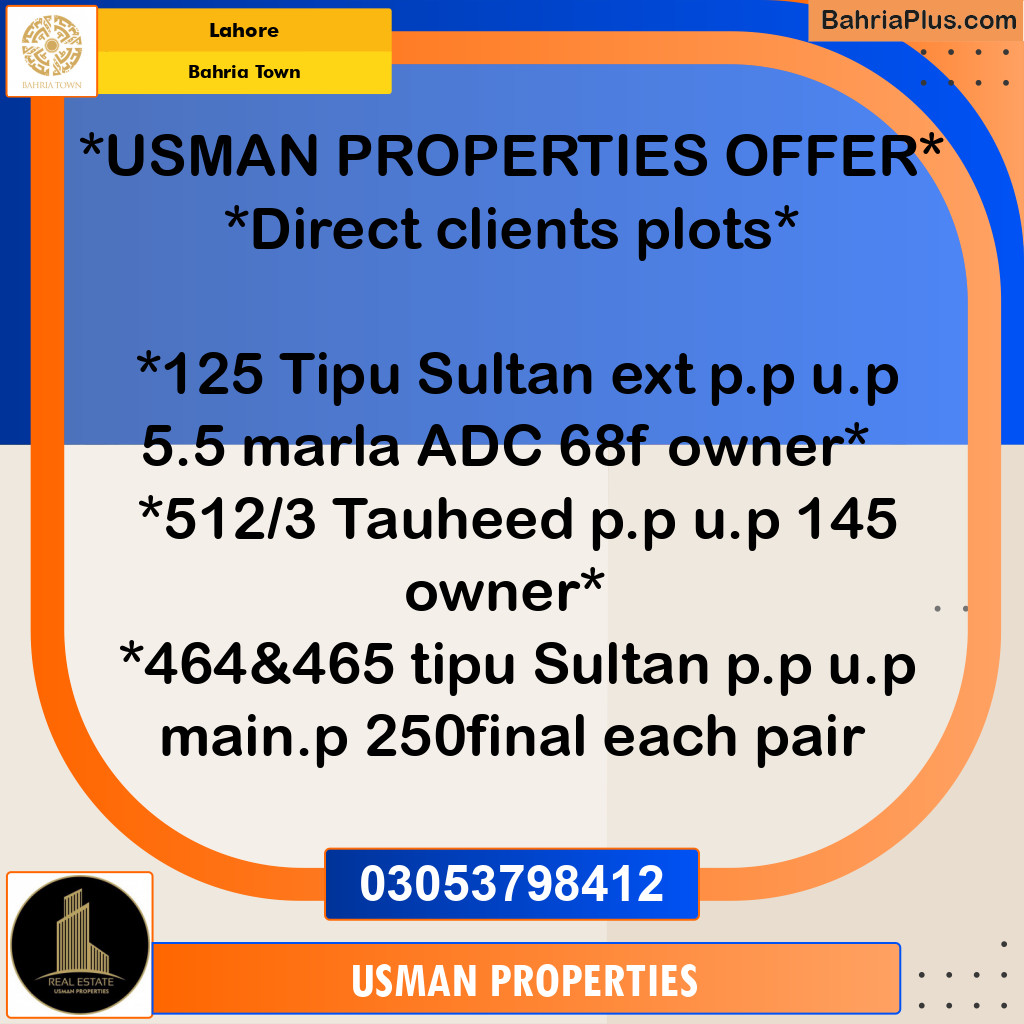 Residential Plot for Sale in Bahria Town, Lahore - (BP-239885)