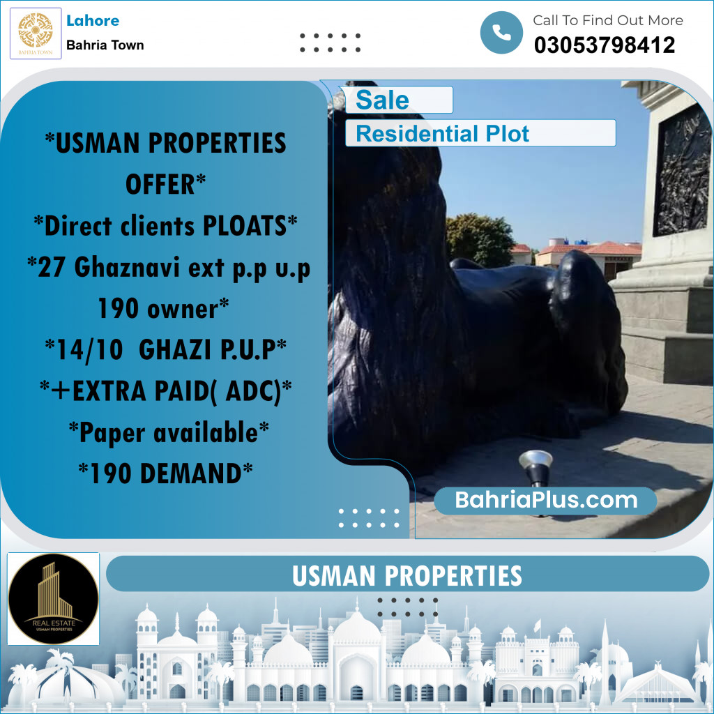 Residential Plot for Sale in Bahria Town, Lahore - (BP-239891)