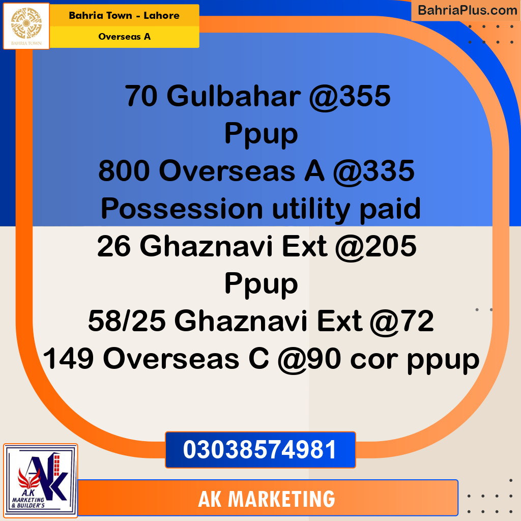 1 Kanal Residential Plot for Sale in Overseas A -  Bahria Town, Lahore - (BP-239893)