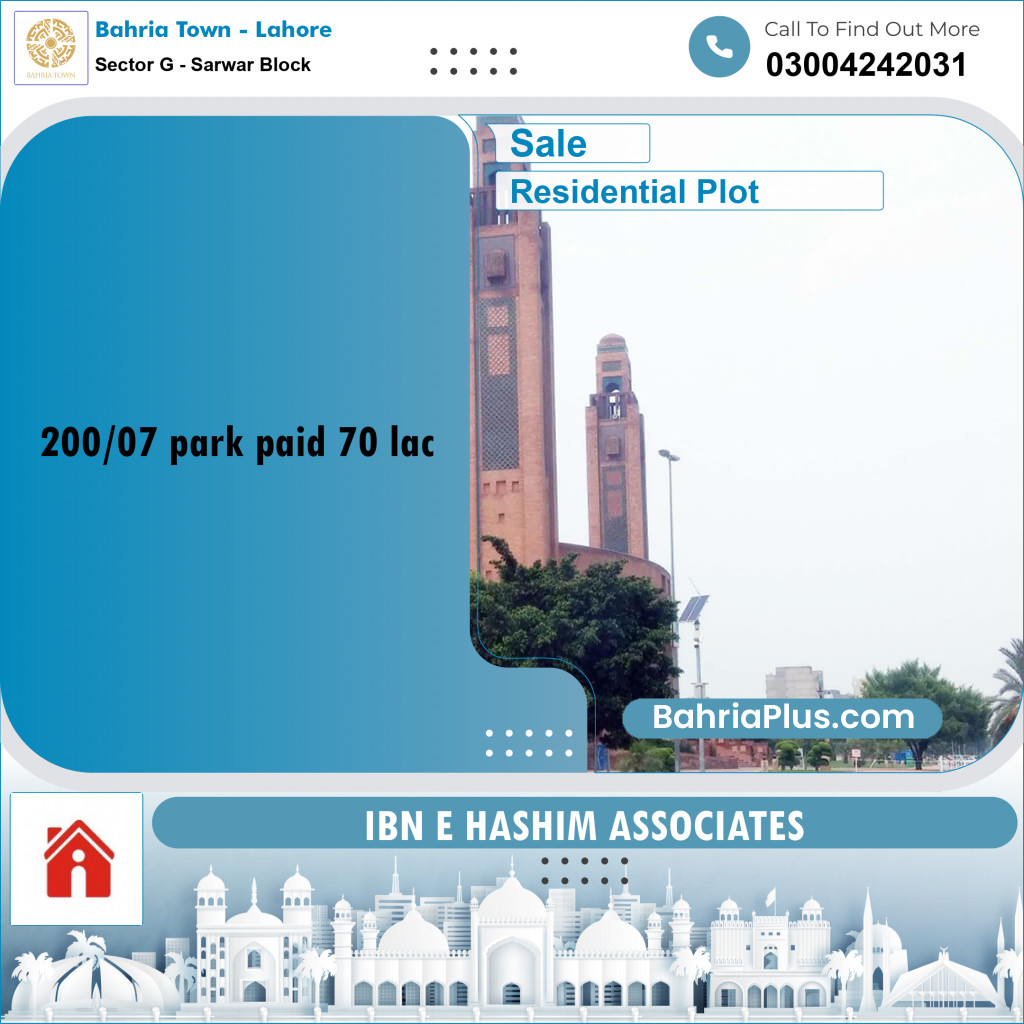 5 Marla Residential Plot for Sale in Sector G - Sarwar Block -  Bahria Town, Lahore - (BP-239933)