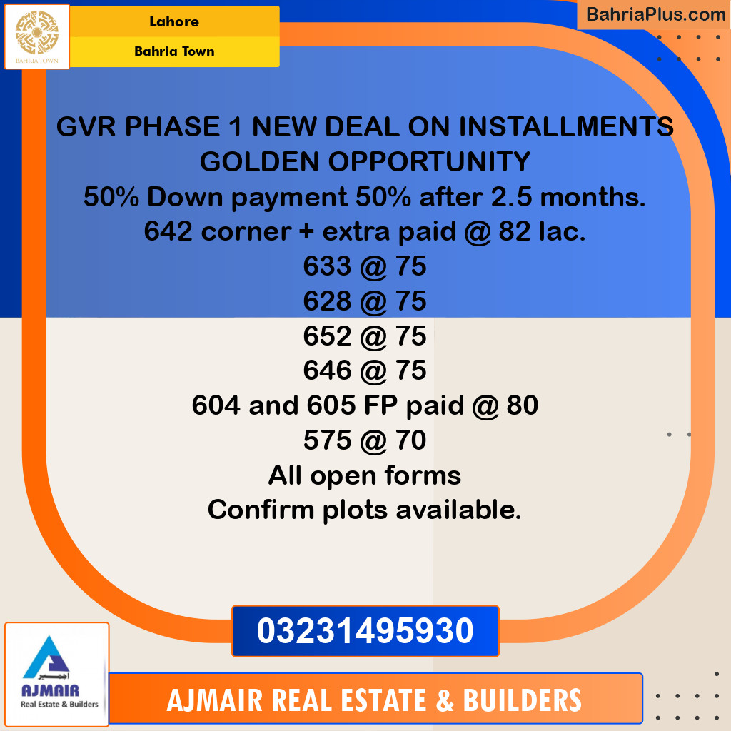 Residential Plot for Sale in Bahria Town, Lahore - (BP-239949)