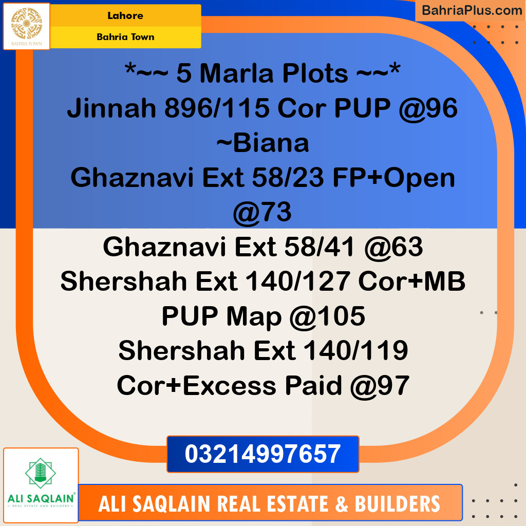 Residential Plot for Sale in Bahria Town, Lahore - (BP-239967)