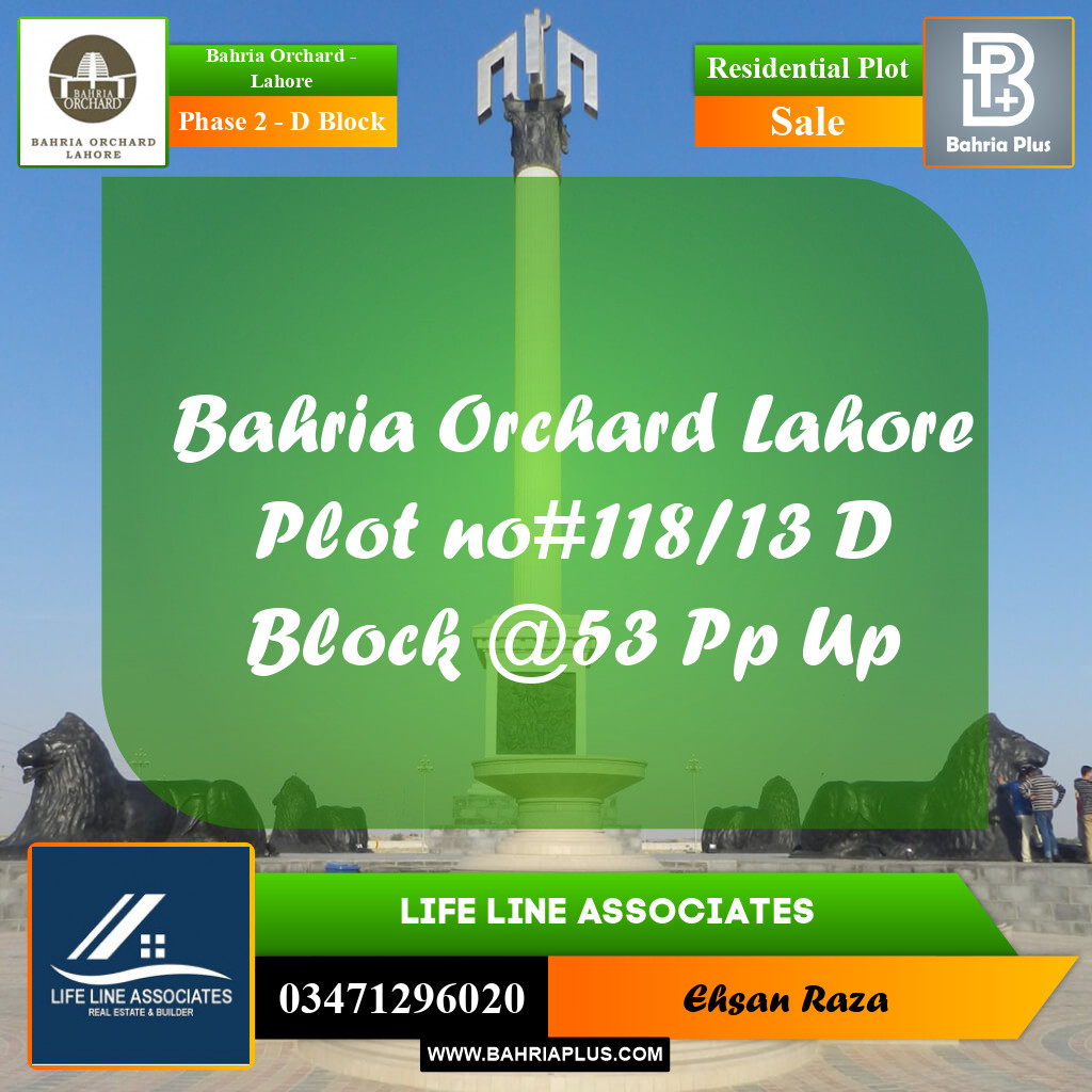 5 Marla Residential Plot for Sale in Phase 2 - D Block -  Bahria Orchard, Lahore - (BP-240018)