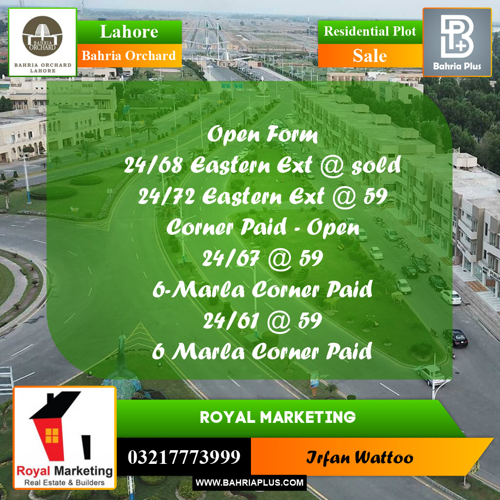 Residential Plot for Sale in Bahria Orchard, Lahore - (BP-240025)